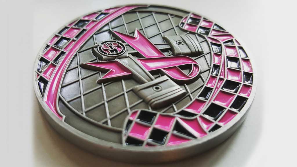 world motorsports breast cancer awareness challenge coin front