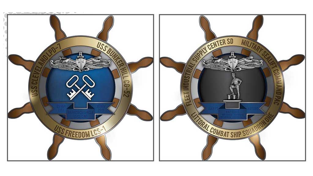 Navy Chief Challenge Coin with boat wheel design for CPOs