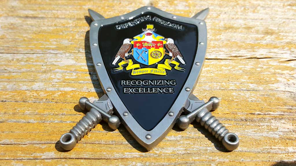 Military Challenge Coins Sword Cut Out Back