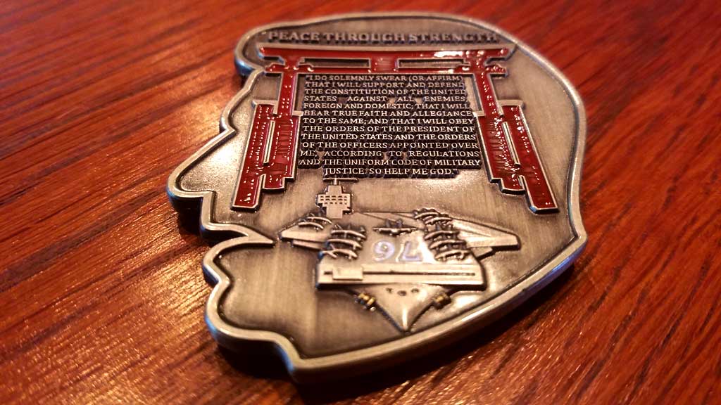 USS Ronald Reagan Challenge Coin Back