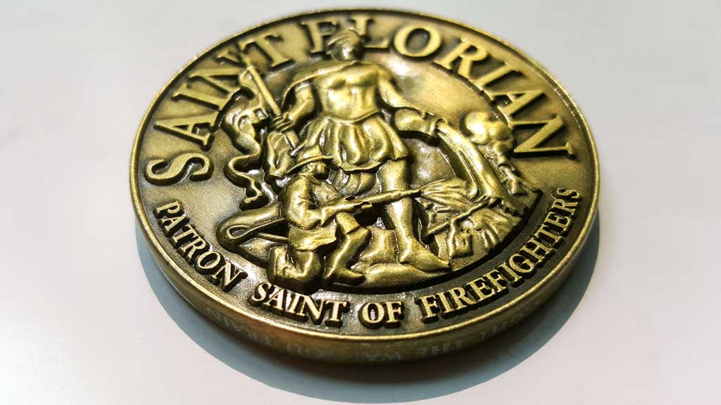 firefighter challenge coin back image