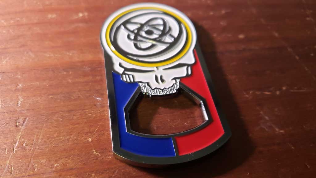 Air mobility challenge coin bottle opener back