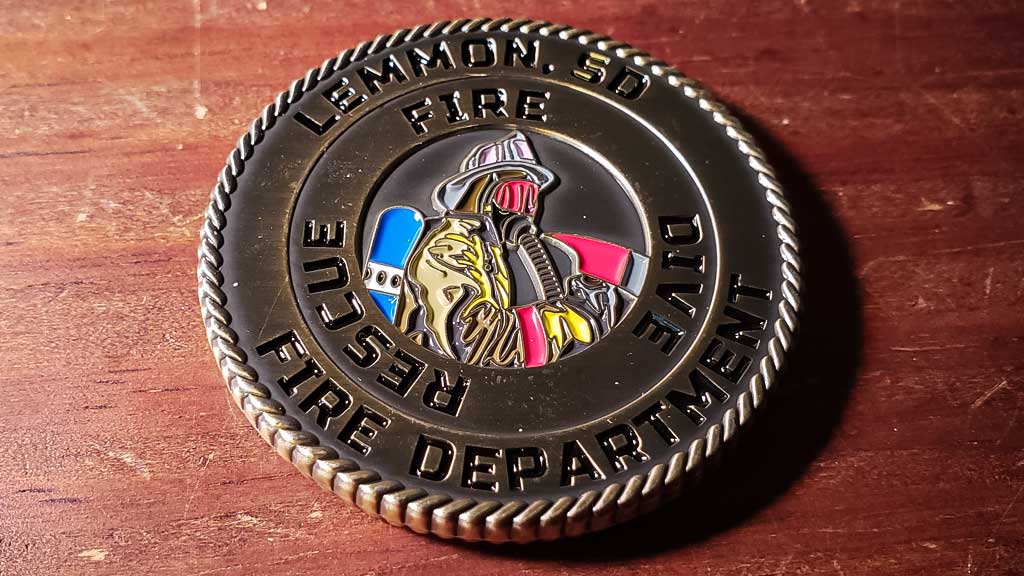 Fire fighter challenge coin back