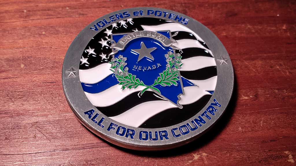 State trooper challenge coin back