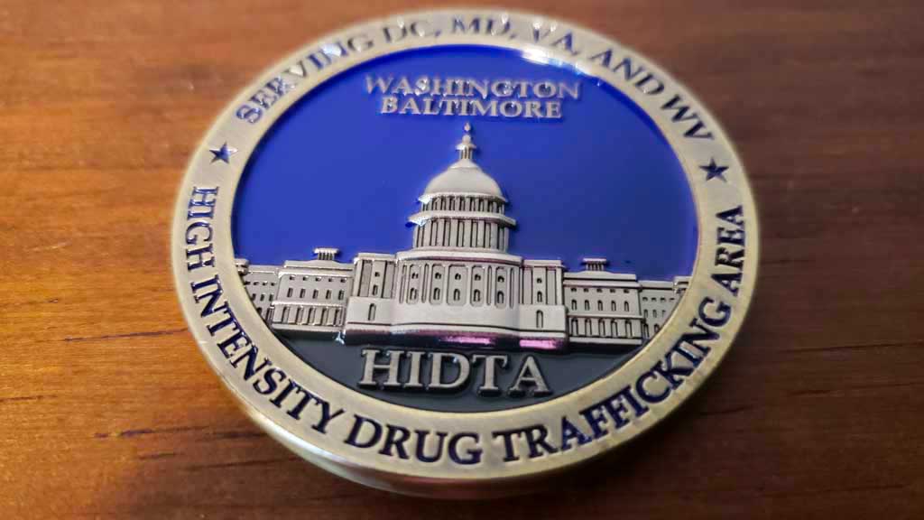 drug traffic challenge coin front