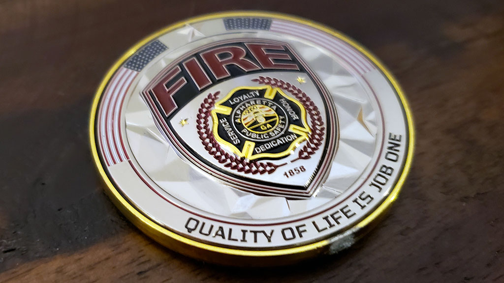 alpharetta firefighter challenge coin front
