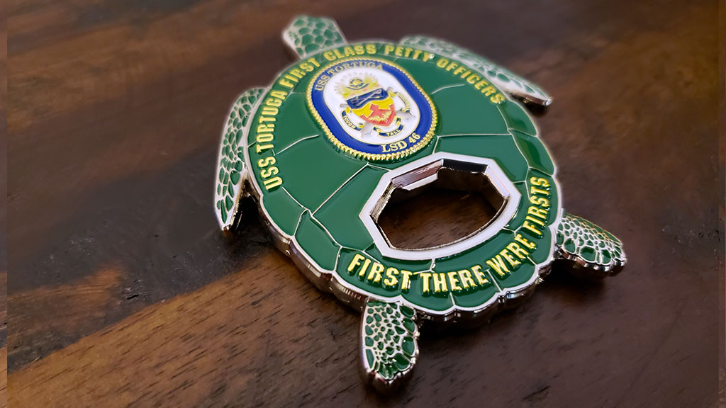 uss tortuga challenge coin front