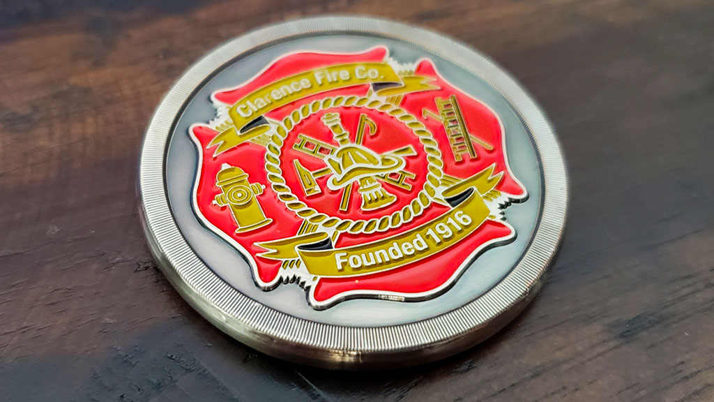 clarence fire co challenge coin front