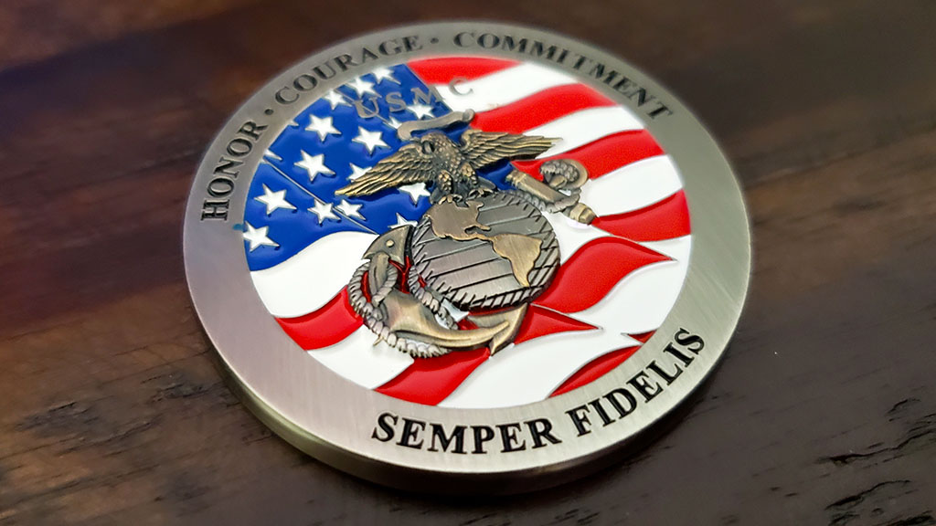Marine Corps Challenge coin custom created by Embleholics