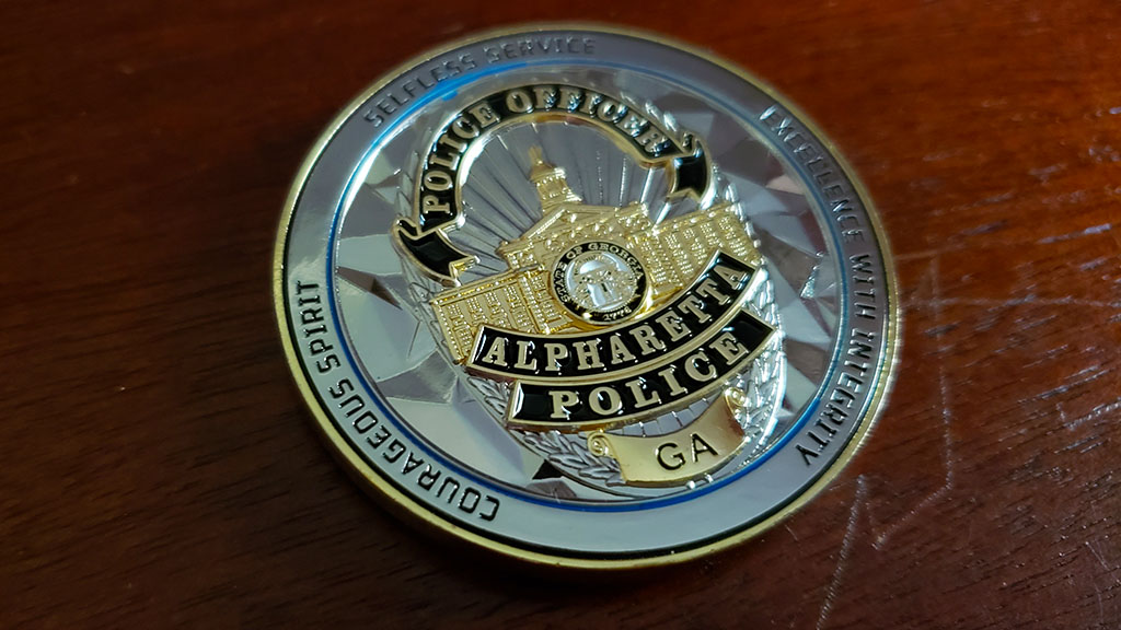 alpharetta police challenge coin back