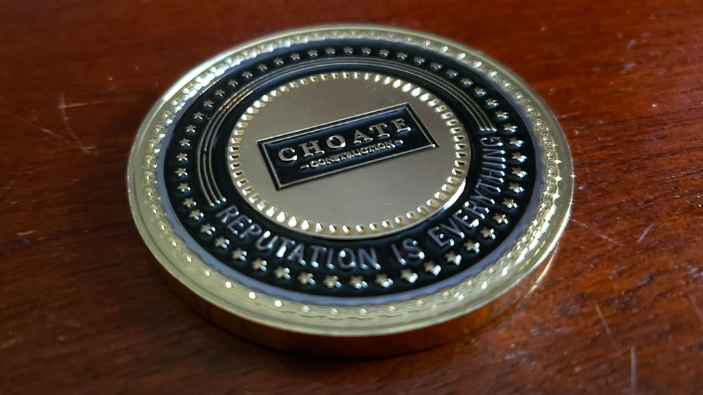 choate onelife challenge coin back