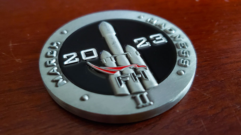 spacex march madness coin front