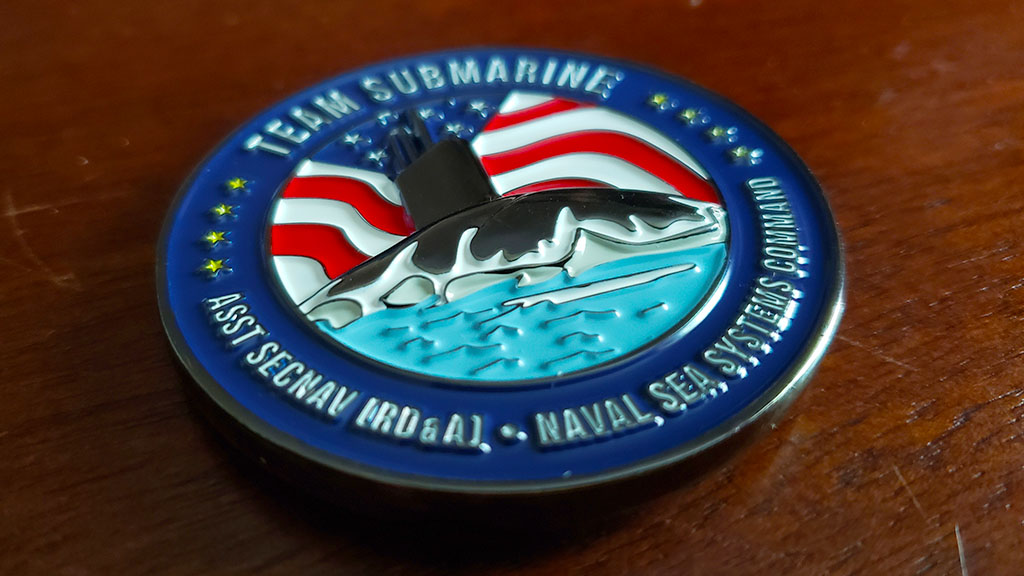 team submarine challenge coin front
