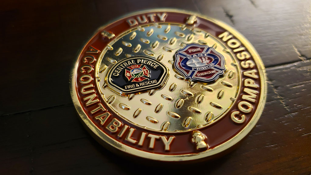 east and central pierce fire rescue coin back