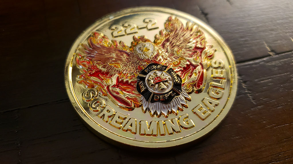 east and central pierce fire rescue coin front