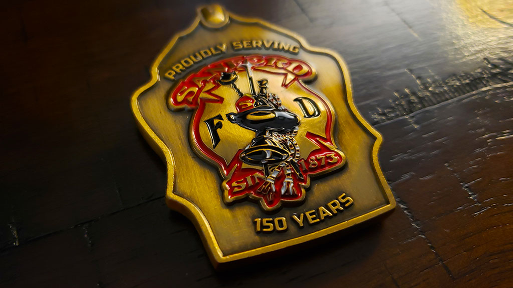 sanford fire 150th anniversary coin front